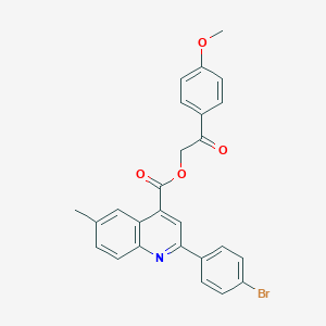 molecular formula C26H20BrNO4 B435587 2-(4-Methoxyphenyl)-2-oxoethyl 2-(4-bromophenyl)-6-methyl-4-quinolinecarboxylate CAS No. 488841-16-3