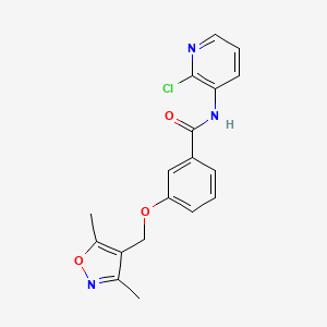 molecular formula C18H16ClN3O3 B4355898 N-(2-CHLORO-3-PYRIDYL)-3-[(3,5-DIMETHYL-4-ISOXAZOLYL)METHOXY]BENZAMIDE 