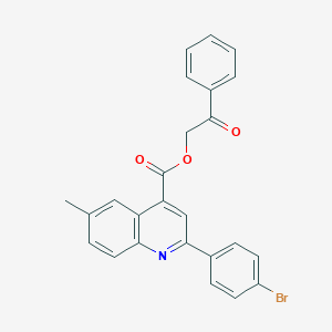 molecular formula C25H18BrNO3 B435590 2-Oxo-2-phenylethyl 2-(4-bromophenyl)-6-methyl-4-quinolinecarboxylate CAS No. 487036-20-4