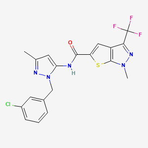 N-[1-(3-chlorobenzyl)-3-methyl-1H-pyrazol-5-yl]-1-methyl-3-(trifluoromethyl)-1H-thieno[2,3-c]pyrazole-5-carboxamide