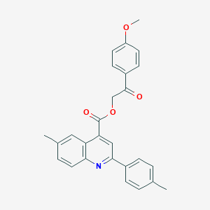 molecular formula C27H23NO4 B435593 2-(4-Methoxyphenyl)-2-oxoethyl 6-methyl-2-(4-methylphenyl)-4-quinolinecarboxylate CAS No. 489424-25-1