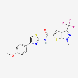 N-[4-(4-methoxyphenyl)-1,3-thiazol-2-yl]-1-methyl-3-(trifluoromethyl)-1H-thieno[2,3-c]pyrazole-5-carboxamide