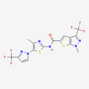 1-methyl-N-{4-methyl-5-[3-(trifluoromethyl)-1H-pyrazol-1-yl]-1,3-thiazol-2-yl}-3-(trifluoromethyl)-1H-thieno[2,3-c]pyrazole-5-carboxamide