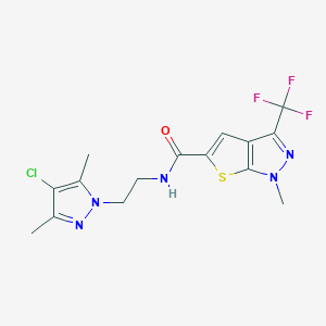 N~5~-[2-(4-CHLORO-3,5-DIMETHYL-1H-PYRAZOL-1-YL)ETHYL]-1-METHYL-3-(TRIFLUOROMETHYL)-1H-THIENO[2,3-C]PYRAZOLE-5-CARBOXAMIDE