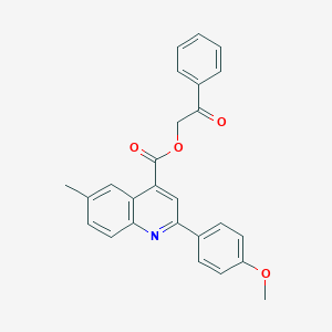 molecular formula C26H21NO4 B435596 2-Oxo-2-phenylethyl 2-(4-methoxyphenyl)-6-methyl-4-quinolinecarboxylate CAS No. 487030-98-8