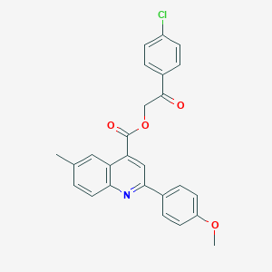 molecular formula C26H20ClNO4 B435599 2-(4-Chlorophenyl)-2-oxoethyl 2-(4-methoxyphenyl)-6-methyl-4-quinolinecarboxylate CAS No. 488109-65-5
