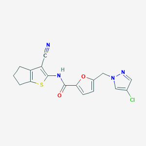 5-[(4-chloro-1H-pyrazol-1-yl)methyl]-N-(3-cyano-5,6-dihydro-4H-cyclopenta[b]thiophen-2-yl)furan-2-carboxamide