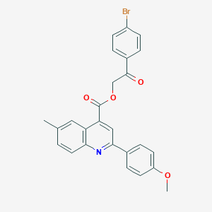 molecular formula C26H20BrNO4 B435601 2-(4-Bromophenyl)-2-oxoethyl 2-(4-methoxyphenyl)-6-methyl-4-quinolinecarboxylate CAS No. 500147-60-4