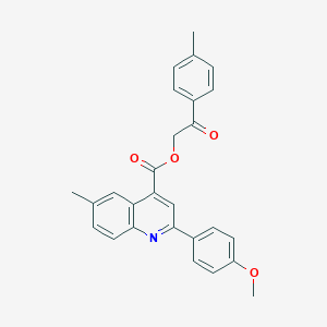 molecular formula C27H23NO4 B435602 2-(4-Methylphenyl)-2-oxoethyl 2-(4-methoxyphenyl)-6-methyl-4-quinolinecarboxylate CAS No. 488108-80-1