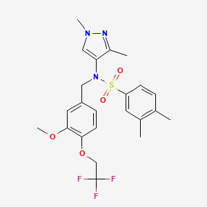 molecular formula C23H26F3N3O4S B4356103 N-(1,3-DIMETHYL-1H-PYRAZOL-4-YL)-N-[3-METHOXY-4-(2,2,2-TRIFLUOROETHOXY)BENZYL]-3,4-DIMETHYL-1-BENZENESULFONAMIDE 