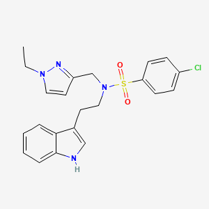 molecular formula C22H23ClN4O2S B4356104 4-CHLORO-N-[(1-ETHYL-1H-PYRAZOL-3-YL)METHYL]-N-[2-(1H-INDOL-3-YL)ETHYL]-1-BENZENESULFONAMIDE 