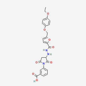 3-{3-[2-({5-[(4-ETHOXYPHENOXY)METHYL]-2-FURYL}CARBONYL)HYDRAZINO]-2,5-DIOXO-1-PYRROLIDINYL}BENZOIC ACID