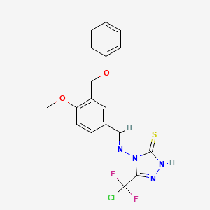 5-[CHLORO(DIFLUORO)METHYL]-4-({(E)-1-[4-METHOXY-3-(PHENOXYMETHYL)PHENYL]METHYLIDENE}AMINO)-4H-1,2,4-TRIAZOL-3-YLHYDROSULFIDE