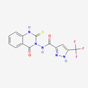 molecular formula C13H8F3N5O2S B4356168 N-[4-OXO-2-SULFANYL-3(4H)-QUINAZOLINYL]-3-(TRIFLUOROMETHYL)-1H-PYRAZOLE-5-CARBOXAMIDE 