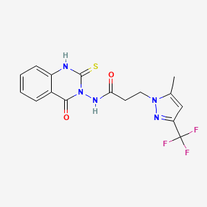 molecular formula C16H14F3N5O2S B4356174 3-[5-METHYL-3-(TRIFLUOROMETHYL)-1H-PYRAZOL-1-YL]-N-[4-OXO-2-SULFANYL-3(4H)-QUINAZOLINYL]PROPANAMIDE 