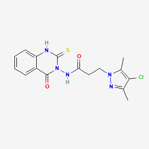 3-(4-CHLORO-3,5-DIMETHYL-1H-PYRAZOL-1-YL)-N-[4-OXO-2-SULFANYL-3(4H)-QUINAZOLINYL]PROPANAMIDE