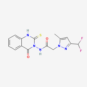 2-[3-(DIFLUOROMETHYL)-5-METHYL-1H-PYRAZOL-1-YL]-N-[4-OXO-2-SULFANYL-3(4H)-QUINAZOLINYL]ACETAMIDE