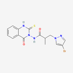 molecular formula C15H14BrN5O2S B4356223 3-(4-BROMO-1H-PYRAZOL-1-YL)-2-METHYL-N-[4-OXO-2-SULFANYL-3(4H)-QUINAZOLINYL]PROPANAMIDE 