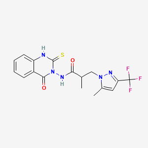 molecular formula C17H16F3N5O2S B4356226 2-METHYL-3-[5-METHYL-3-(TRIFLUOROMETHYL)-1H-PYRAZOL-1-YL]-N-[4-OXO-2-SULFANYL-3(4H)-QUINAZOLINYL]PROPANAMIDE 