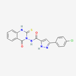 molecular formula C18H12ClN5O2S B4356237 5-(4-CHLOROPHENYL)-N-[4-OXO-2-SULFANYL-3(4H)-QUINAZOLINYL]-1H-PYRAZOLE-3-CARBOXAMIDE 