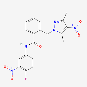 2-[(3,5-dimethyl-4-nitro-1H-pyrazol-1-yl)methyl]-N-(4-fluoro-3-nitrophenyl)benzamide