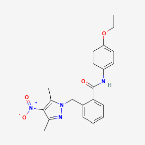 molecular formula C21H22N4O4 B4356263 2-[(3,5-dimethyl-4-nitro-1H-pyrazol-1-yl)methyl]-N-(4-ethoxyphenyl)benzamide 