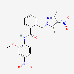 2-[(3,5-dimethyl-4-nitro-1H-pyrazol-1-yl)methyl]-N-(2-methoxy-4-nitrophenyl)benzamide