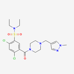 molecular formula C20H27Cl2N5O3S B4356304 2,4-dichloro-N,N-diethyl-5-({4-[(1-methyl-1H-pyrazol-4-yl)methyl]piperazino}carbonyl)-1-benzenesulfonamide 