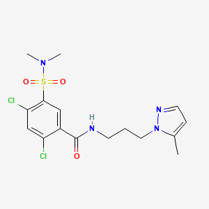 molecular formula C16H20Cl2N4O3S B4356324 2,4-dichloro-5-[(dimethylamino)sulfonyl]-N-[3-(5-methyl-1H-pyrazol-1-yl)propyl]benzamide 