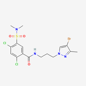 molecular formula C16H19BrCl2N4O3S B4356330 N-[3-(4-bromo-3-methyl-1H-pyrazol-1-yl)propyl]-2,4-dichloro-5-[(dimethylamino)sulfonyl]benzamide 