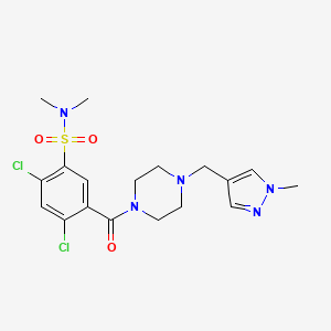 2,4-dichloro-N,N-dimethyl-5-[4-[(1-methylpyrazol-4-yl)methyl]piperazine-1-carbonyl]benzenesulfonamide