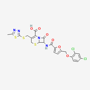 7-[({5-[(2,4-DICHLOROPHENOXY)METHYL]-2-FURYL}CARBONYL)AMINO]-3-{[(5-METHYL-1,3,4-THIADIAZOL-2-YL)SULFANYL]METHYL}-8-OXO-5-THIA-1-AZABICYCLO[4.2.0]OCT-2-ENE-2-CARBOXYLIC ACID