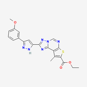 ethyl 2-[5-(3-methoxyphenyl)-1H-pyrazol-3-yl]-9-methylthieno[3,2-e][1,2,4]triazolo[1,5-c]pyrimidine-8-carboxylate