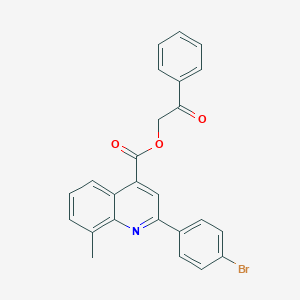 molecular formula C25H18BrNO3 B435640 2-Oxo-2-phenylethyl 2-(4-bromophenyl)-8-methyl-4-quinolinecarboxylate CAS No. 354772-98-8