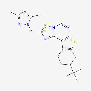 molecular formula C21H26N6S B4356413 9-(TERT-BUTYL)-2-[(3,5-DIMETHYL-1H-PYRAZOL-1-YL)METHYL]-8,9,10,11-TETRAHYDRO[1]BENZOTHIENO[3,2-E][1,2,4]TRIAZOLO[1,5-C]PYRIMIDINE 