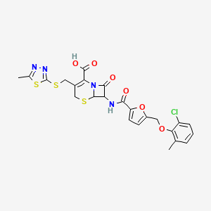 7-[({5-[(2-CHLORO-6-METHYLPHENOXY)METHYL]-2-FURYL}CARBONYL)AMINO]-3-{[(5-METHYL-1,3,4-THIADIAZOL-2-YL)SULFANYL]METHYL}-8-OXO-5-THIA-1-AZABICYCLO[4.2.0]OCT-2-ENE-2-CARBOXYLIC ACID