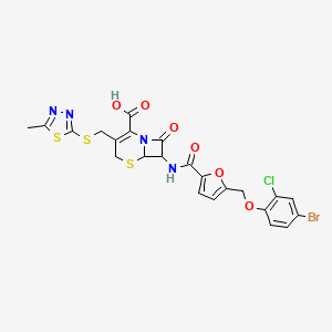 7-[({5-[(4-BROMO-2-CHLOROPHENOXY)METHYL]-2-FURYL}CARBONYL)AMINO]-3-{[(5-METHYL-1,3,4-THIADIAZOL-2-YL)SULFANYL]METHYL}-8-OXO-5-THIA-1-AZABICYCLO[4.2.0]OCT-2-ENE-2-CARBOXYLIC ACID