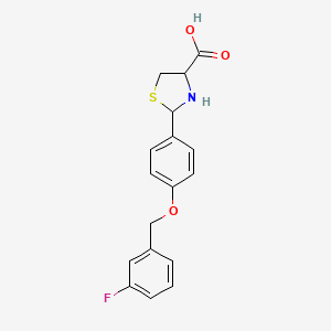 molecular formula C17H16FNO3S B4356546 2-{4-[(3-fluorobenzyl)oxy]phenyl}-1,3-thiazolidine-4-carboxylic acid 