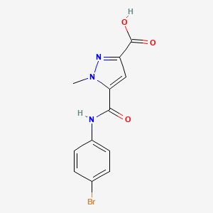 molecular formula C12H10BrN3O3 B4356549 5-[(4-BROMOANILINO)CARBONYL]-1-METHYL-1H-PYRAZOLE-3-CARBOXYLIC ACID 