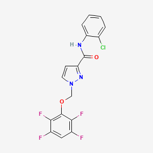 molecular formula C17H10ClF4N3O2 B4356586 N~3~-(2-CHLOROPHENYL)-1-[(2,3,5,6-TETRAFLUOROPHENOXY)METHYL]-1H-PYRAZOLE-3-CARBOXAMIDE 