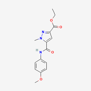 molecular formula C15H17N3O4 B4356610 ethyl 5-[(4-methoxyanilino)carbonyl]-1-methyl-1H-pyrazole-3-carboxylate 