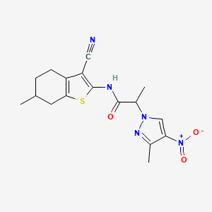 N-(3-cyano-6-methyl-4,5,6,7-tetrahydro-1-benzothiophen-2-yl)-2-(3-methyl-4-nitro-1H-pyrazol-1-yl)propanamide