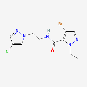 molecular formula C11H13BrClN5O B4356749 4-bromo-N-[2-(4-chloro-1H-pyrazol-1-yl)ethyl]-1-ethyl-1H-pyrazole-5-carboxamide 