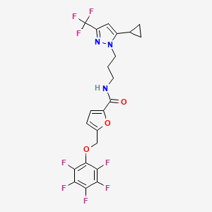 N-{3-[5-CYCLOPROPYL-3-(TRIFLUOROMETHYL)-1H-PYRAZOL-1-YL]PROPYL}-5-[(2,3,4,5,6-PENTAFLUOROPHENOXY)METHYL]-2-FURAMIDE