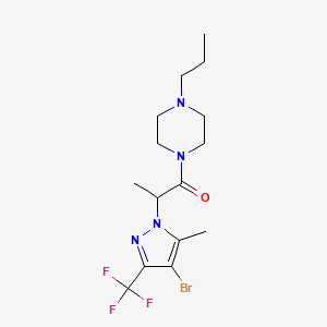 molecular formula C15H22BrF3N4O B4356756 2-[4-BROMO-5-METHYL-3-(TRIFLUOROMETHYL)-1H-PYRAZOL-1-YL]-1-(4-PROPYLPIPERAZINO)-1-PROPANONE 