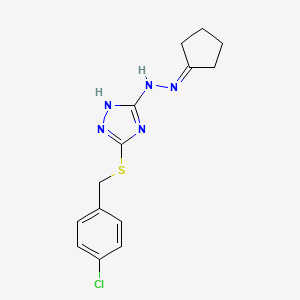 molecular formula C14H16ClN5S B4356797 1-CYCLOPENTANONE 1-{5-[(4-CHLOROBENZYL)SULFANYL]-4H-1,2,4-TRIAZOL-3-YL}HYDRAZONE 