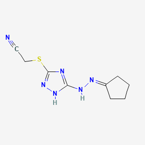 molecular formula C9H12N6S B4356856 {[5-(2-CYCLOPENTYLIDENHYDRAZINO)-4H-1,2,4-TRIAZOL-3-YL]SULFANYL}METHYL CYANIDE 