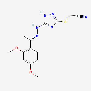 [(5-{2-[1-(2,4-DIMETHOXYPHENYL)ETHYLIDENE]HYDRAZINO}-4H-1,2,4-TRIAZOL-3-YL)SULFANYL]METHYL CYANIDE