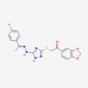 molecular formula C19H16FN5O3S B4356869 1-(1,3-benzodioxol-5-yl)-2-[(5-{2-[1-(4-fluorophenyl)ethylidene]hydrazino}-4H-1,2,4-triazol-3-yl)thio]ethanone 