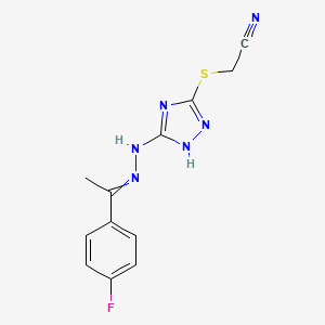 molecular formula C12H11FN6S B4356884 [(5-{2-[1-(4-fluorophenyl)ethylidene]hydrazino}-4H-1,2,4-triazol-3-yl)thio]acetonitrile 